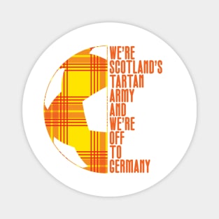 Scotland's Tartan Army, Yellow and White Tartan Ball and Text Design Magnet